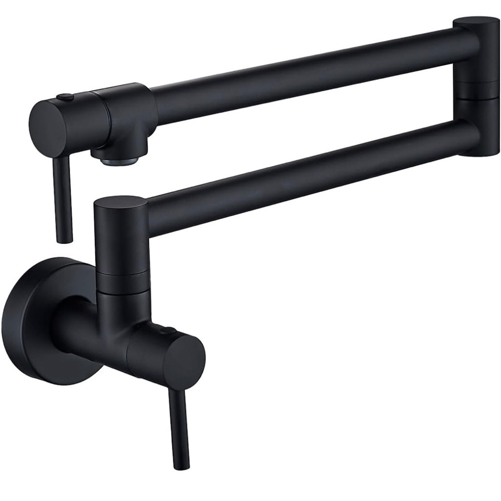 Matte Black Wall-Mounted Pot Filler Faucet